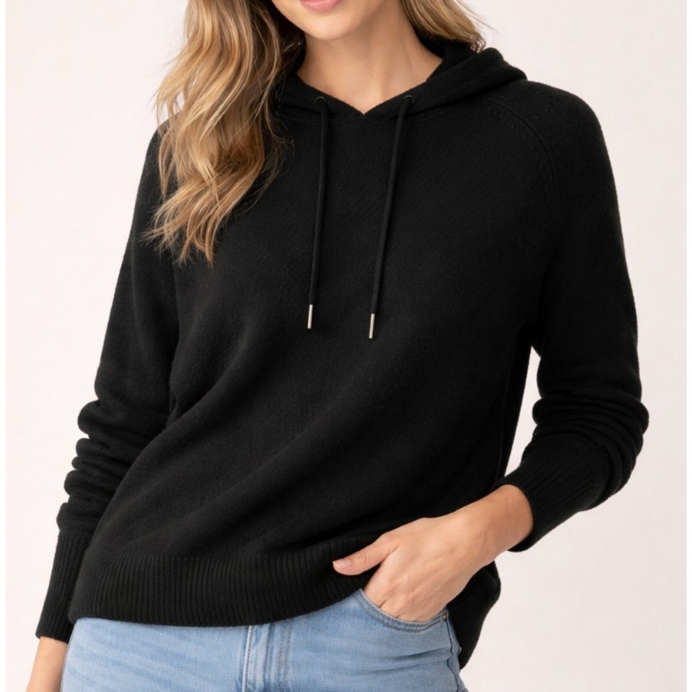 Quince Women's Cashmere Hoodie Pullover Black Size XL NWOT Cozy Soft Luxury